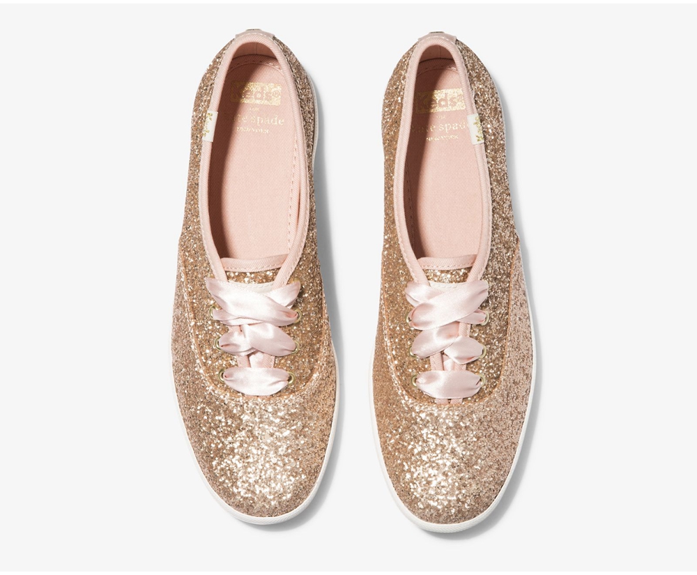 Tenis Keds Mujer Rosas Dorados - Kate Spade New York Champion Glitter - 2916-QLFHX